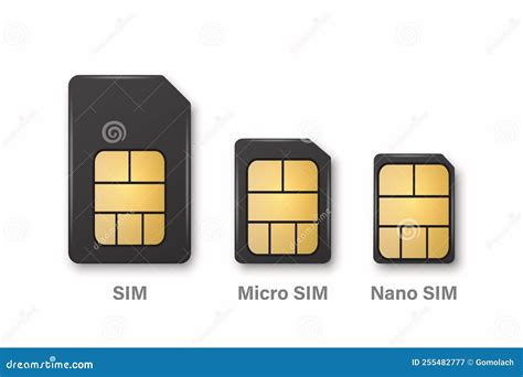 Vector 3d Realistic Black Plastic Sim Micro Sim Nano Sim Card