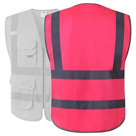 Jksafety Pockets Class High Visibility Zipper Front Safety Vest