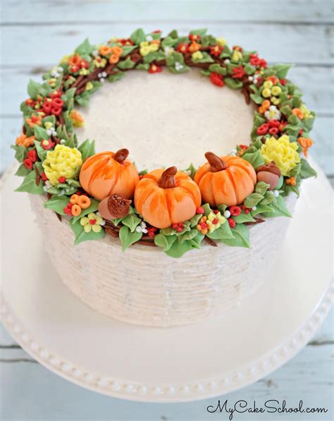 Fall Wreath Cake Tutorial Fall Cake Recipes Cake Decorating Videos