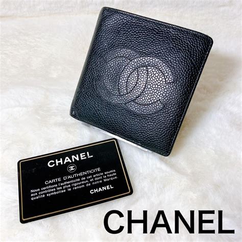 W10xH10cmCHANEL シャネル キャビアスキン ココマーク 二つ折り財布 コンパクト財布 財布