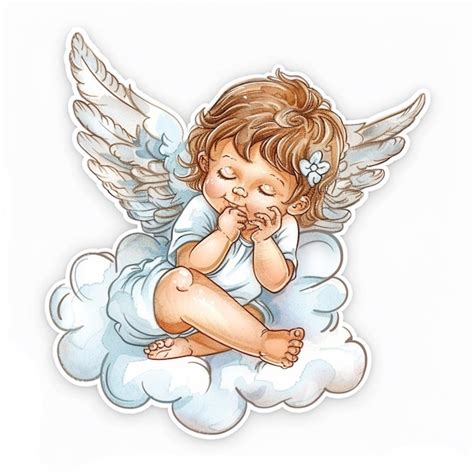 There Is A Drawing Of A Baby Angel Sleeping On A Cloud Generative Ai