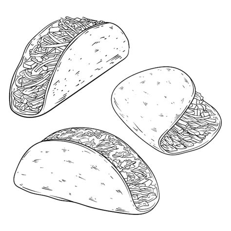 Ilustra O De Contorno De Taco Desenhado Vetor Gr Tis