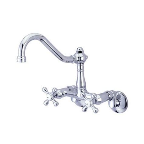 Kingston Brass Vintage Chrome 2 Handle High Arc Wall Mount Kitchen