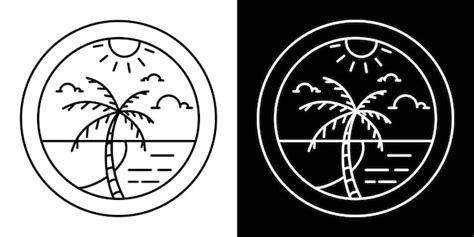 Premium Vector | Simple beach logo with lines available in black and ...