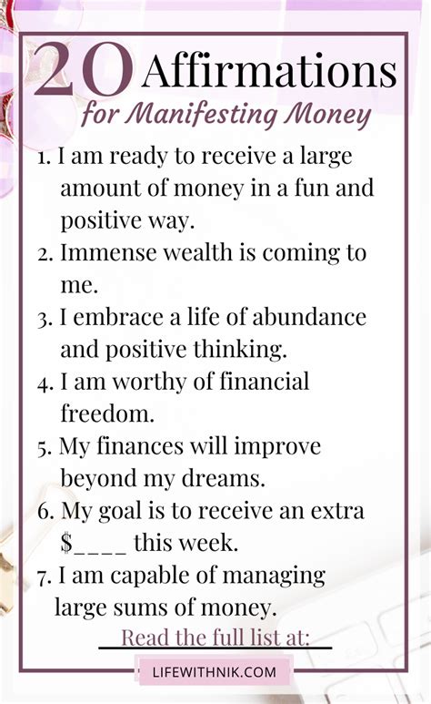 20 Affirmations To Attract The Money You Need Manifesting Money