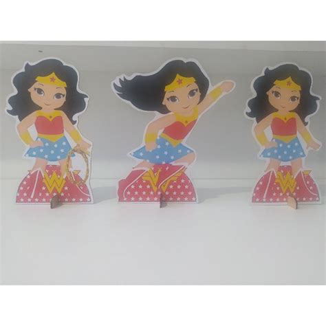 Mulher Maravilha Cute Kit Display De Festa 3 Peças De 20cm Shopee Brasil