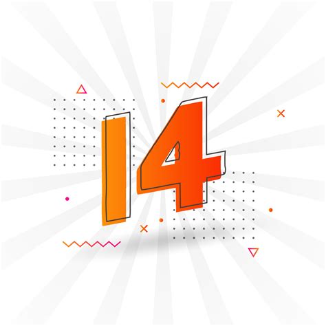 14 number vector font alphabet. Number 14 with decorative element stock ...