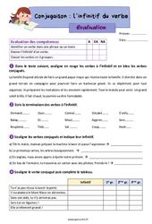 Evaluation Infinitif CM1 Bilan et controle corrigé pdf à imprimer