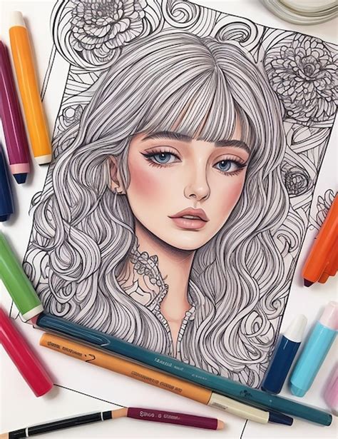 Premium Ai Image Hand Drawn Of Young Girl Colors Illustration