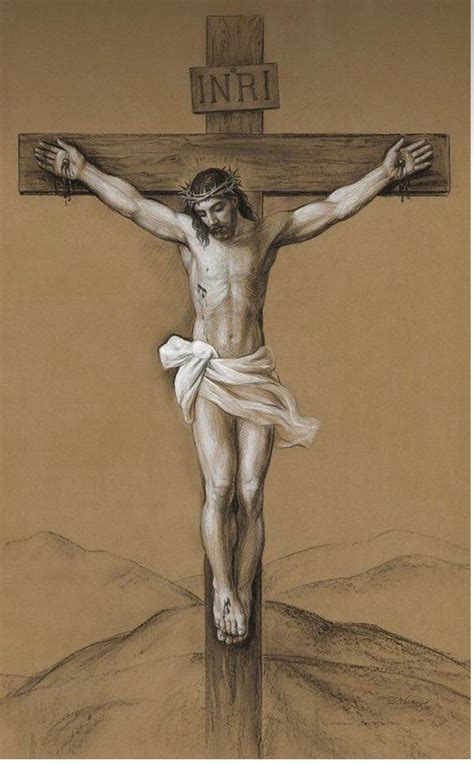 Crucifixion Drawing by Pamela Annabelle 24" x 48" Pencil and Conte Cra ...