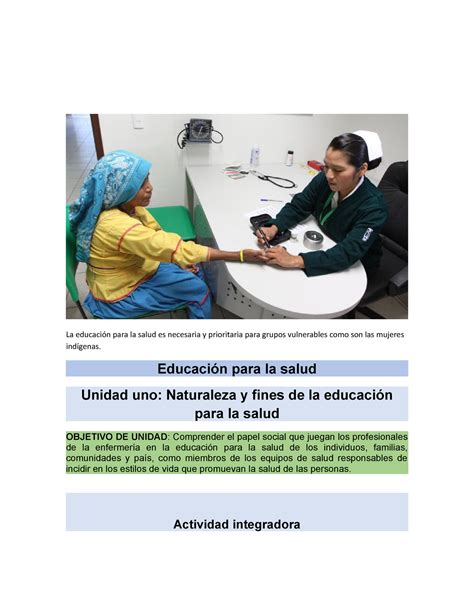 U1 actividad integradoraemmanuelsegovia La educación para la salud es