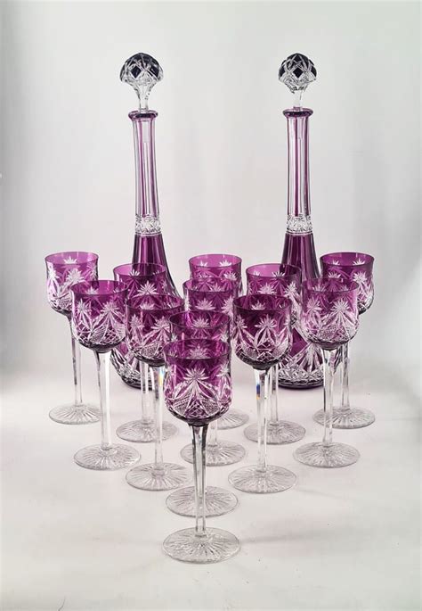 Ensemble Compos De Verres Vin Et Carafes Doubl Am Thyste En