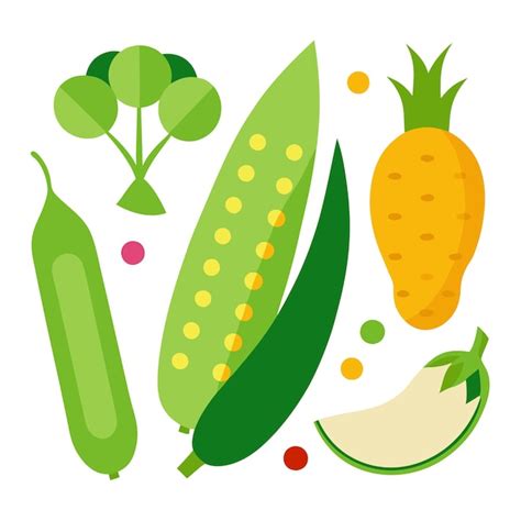 Corn Cucumber Daikon Radish Edamame Vegetables Clipart Vector Art And