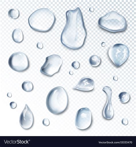 Realistic Water Drops Set Royalty Free Vector Image