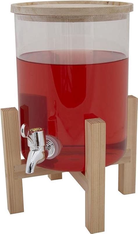 Cosy Trendy Dispenser Op Houten Standaard 3 Liter Bol