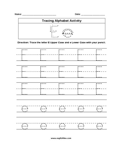 Letter E Tracing Worksheets