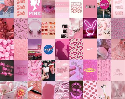 Neon Pink Colors Wall Collage Kit Etsy Printable Wall Collage