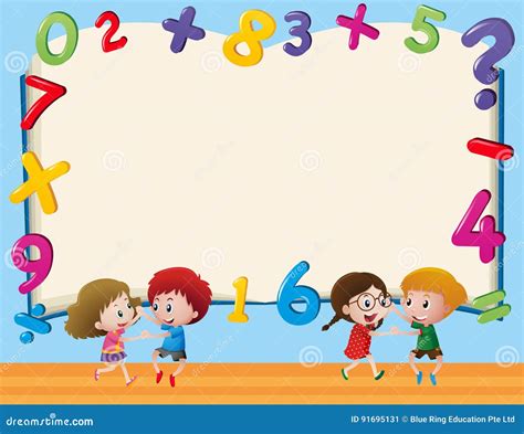 Border Template with Kids and Numbers Stock Vector - Illustration of ...