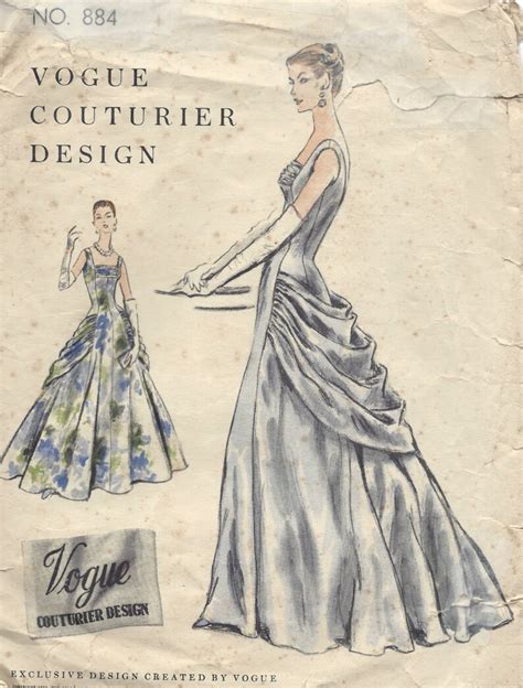 1955 Vintage VOGUE Sewing Pattern B32 DRESS Evening Gown Etsy