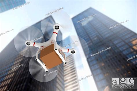 Composite image of digital image of a drone holding a cardboard, Stock Photo, Picture And Low ...