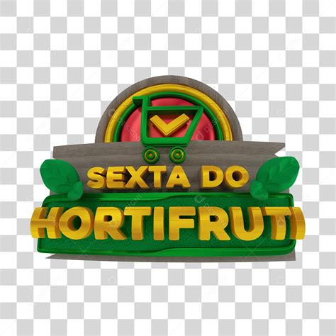 Sexta do Hortifrúti Selo 3D Verde e Amarelo para Composição PNG