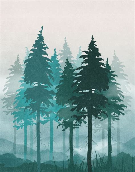 Pine Tree Wall Art Prints Forest Wall Art Nature Wall Decor Set Pine