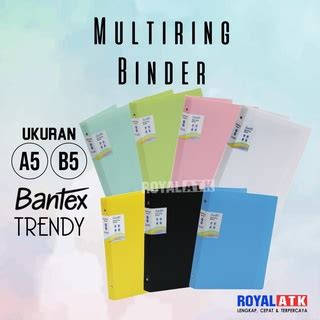 Jual Binder A5 B5 Bantex Multiring Binder Trendy 20 Ring 26 Ring 3124