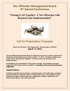 Fillable Online Ccasa Sex Offender Management Board 8th Annual Conference Piecing It All