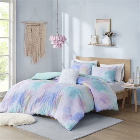 Intelligent Design Polyester Printed Duvet Cover Set With Aqua Finish