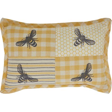 Buzzy Bees Patchwork Bee Pillow 95x14 Beths Country Primitive Home