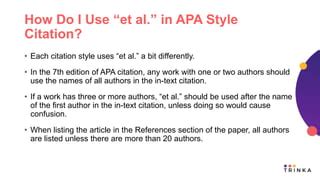 How To Use “Et Al.” In Academic Writing | PPT