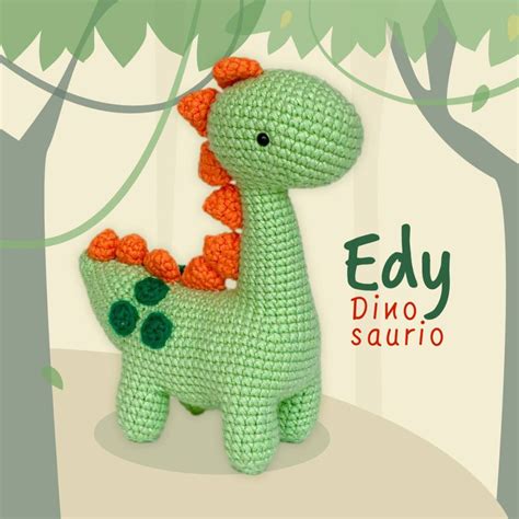 Edy Dinosaurio es un amigurumi único, tejido a mano y con mucho amor