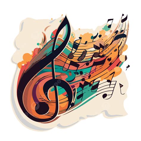 Colorful Musical Note On A Paper Vector Clipart Music Staff Music