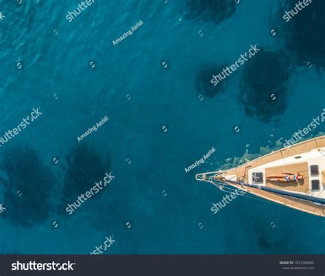 Aerial View Pretty Woman Bikini Sunbathing Stock Photo Shutterstock