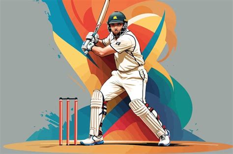 Cricket Player Illustration Premium Ai Generated Vector