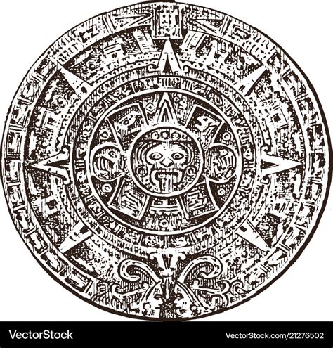 Vintage Mayan Calendar Traditional Native Aztec Vector Image