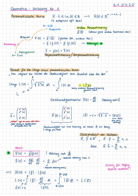 VL 1 Video Geometrie Vorlesungsmitschrift Sommersemester 2020