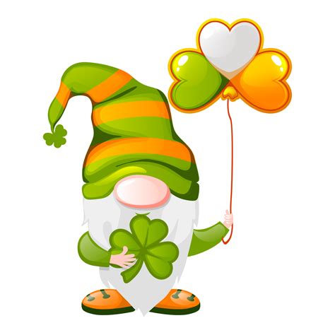 Free St Patricks Day Irish Gnome Holding Shamrocks Or Clovers 20576778