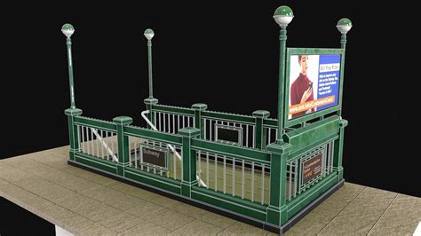 3d Model Subway Entrance Street Props Pbr Vr Ar Low Poly Cgtrader