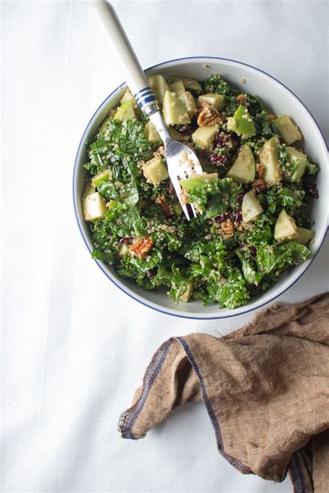 Kale And Quinoa Salad With Apples Pecans And Cranberries Delicious Salads Healthy Recipes