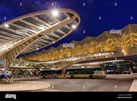 Bus station at Lisbon Lisboa Oriente train station in Portugal modern ...