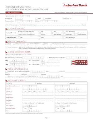 Fillable Online Account Opening Form For Non Resident Indian Nri Fax