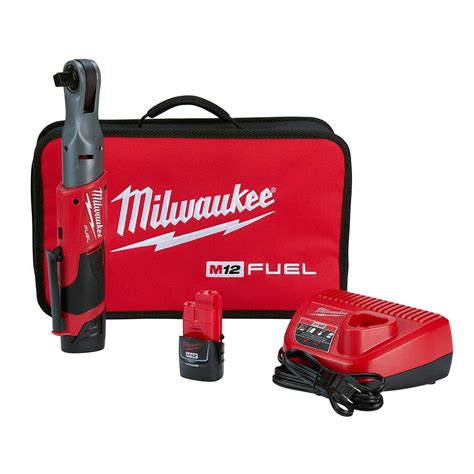 Milwaukee M12 Fuel 12 Volt Lithium Ion Brushless Cordless 1 2 In Ratchet Kit 2558 22 The Home