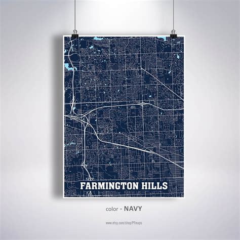 Farmington Hills Map Print Farmington Hills City Map | Etsy