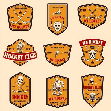 Conjunto De Emblemas Del Club De Hockey Elemento De Dise O De Logotipo