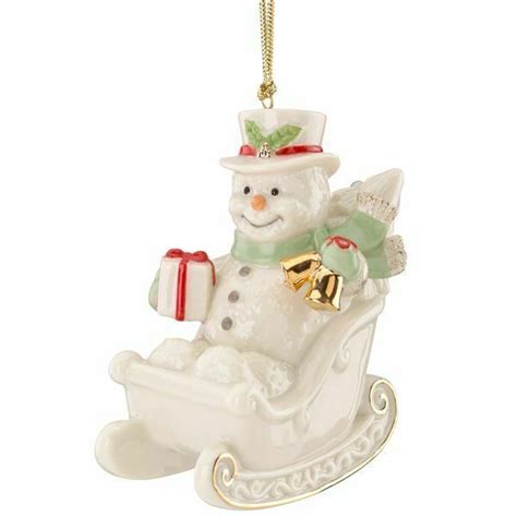 Snowman Sleigh Ride Lenox Christmas Ornament For Sale Online Ebay