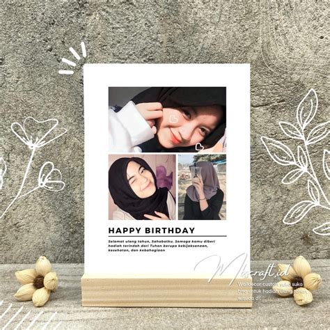 Jual Cetak Foto Custom Stand Kayu Kado Ulang Tahun Kado Anniversar