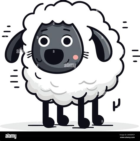 Cute sheep with funny face. Vector illustration in cartoon style Stock ...