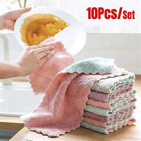 Microfiber Cleaning Cloth 10 Pack 10x10dish Towel For All Purpose Assorted Colors Strong