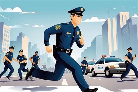 Premium Photo The Running Police Officer Vector Graphics